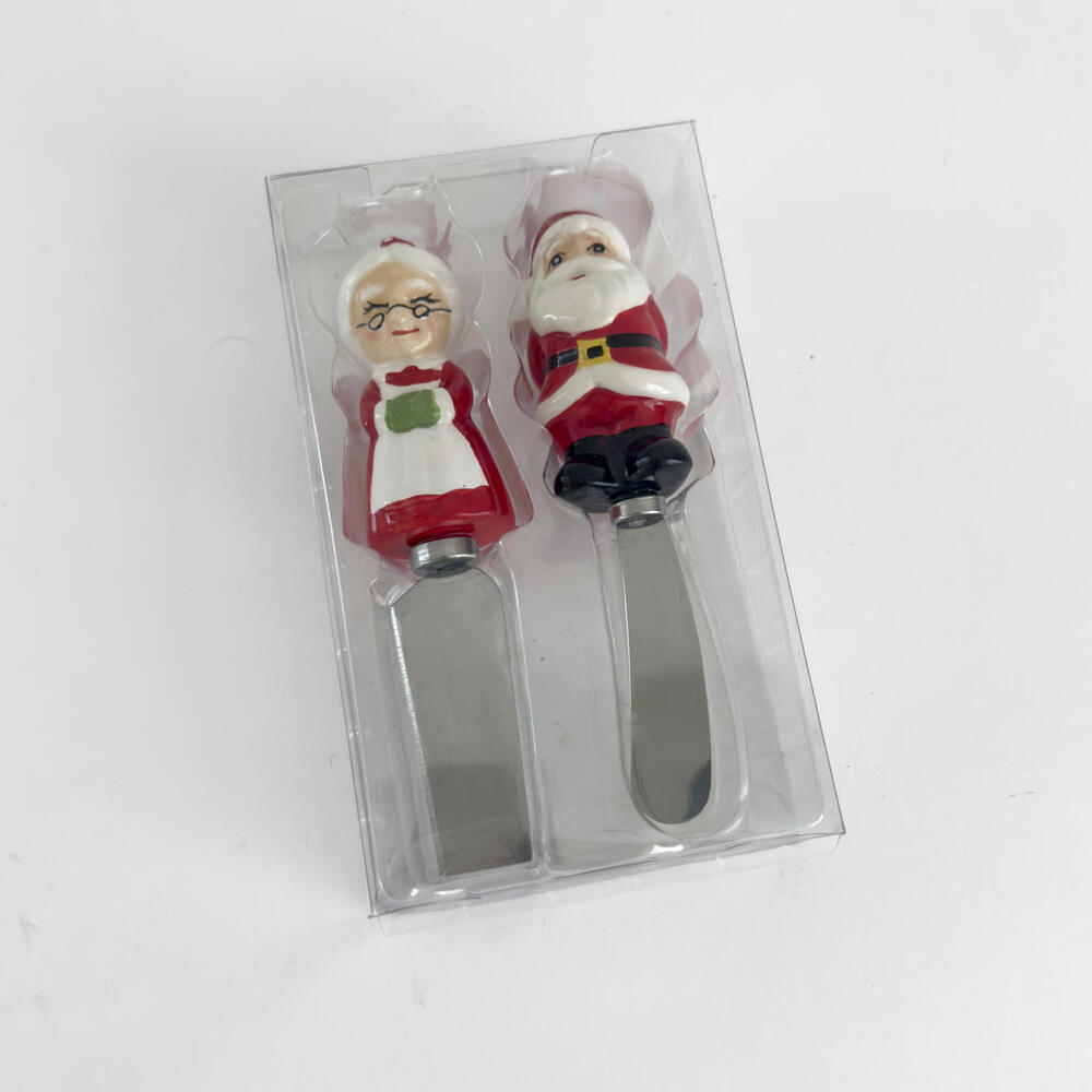 NEW‎ Christmas Mr. & Mrs. Santa Claus Cheese Spreaders Set